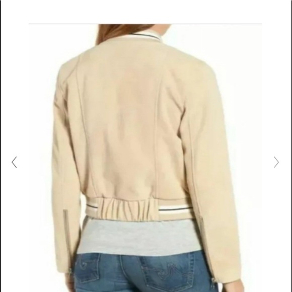 Derek Lam 10 Crosby Collarless Goat Suede Bomber Jacket